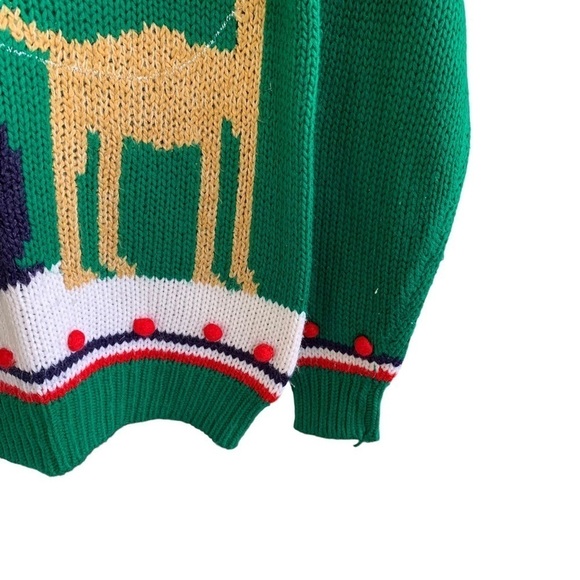 Vintage Christmas Sweater Holiday Crewneck Santa Claus Reindeer Star Adell Barre - Picture 7 of 7